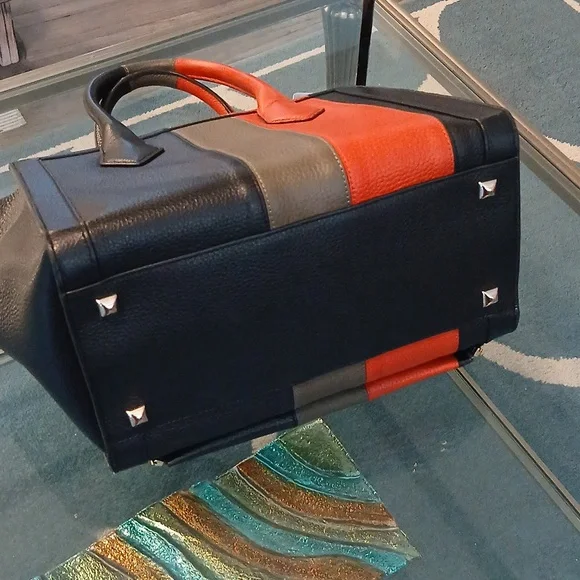 Henri Bendel Rare Tricolor Black, Orange, and Gray Large Tote - Picture 8 of 13